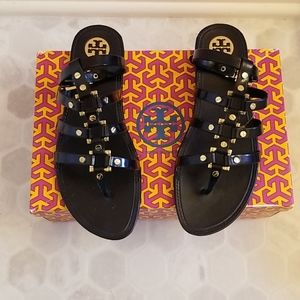 TORY BURCH black jelly gladiator sandals
